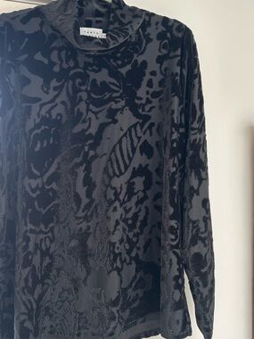 Tanya Taylor Black Aurianne Velvet Top Velvet Long Sleeve Top